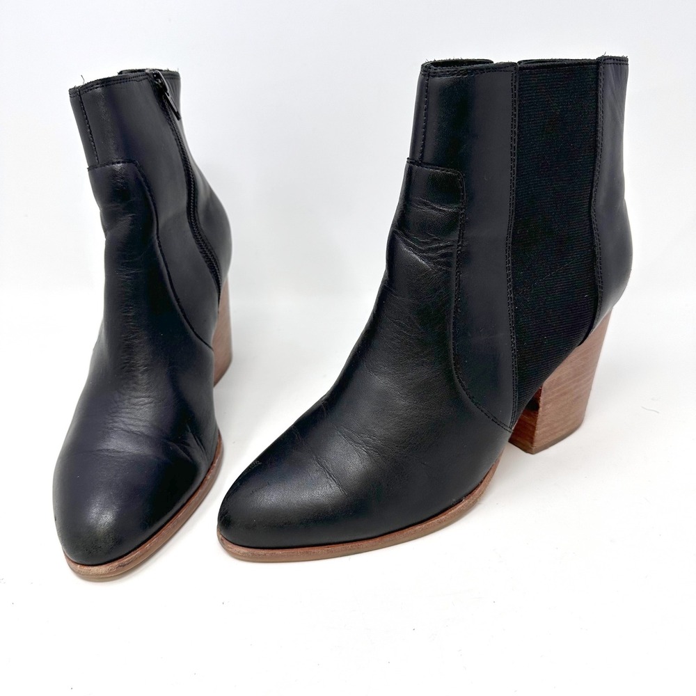 Soludos Emma Leather Ankle‎ Boot Black Size 8.5